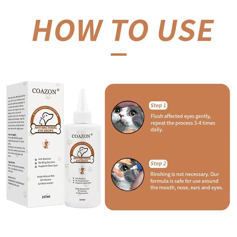 COAZON Eye Stain Remover for Dogs & Cats | Dry Eyes Redness Itching Treatment