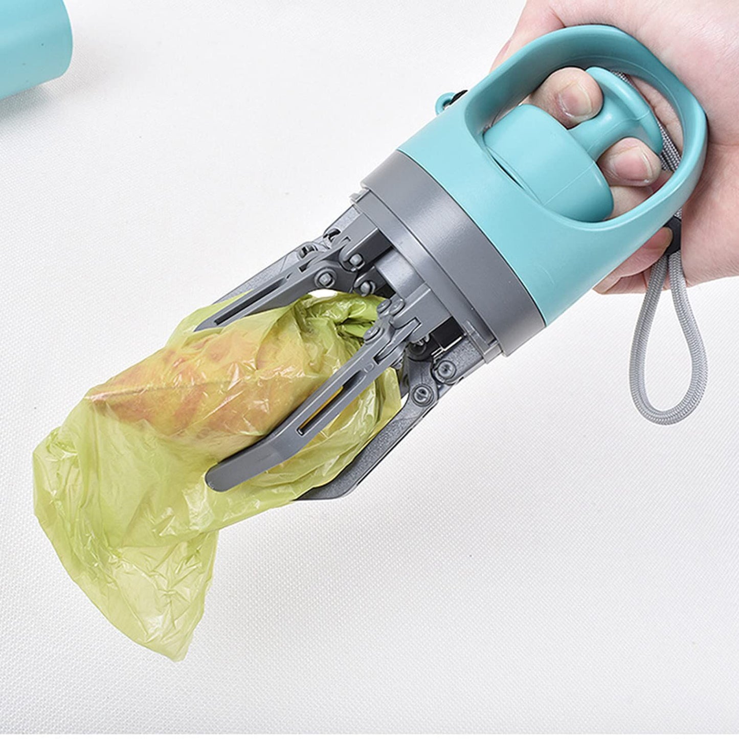 Teal Zero-Contact Dog Poop Scooper | 6-Claw with Built-in Bag Dispenser | Outdoor Pet Waste