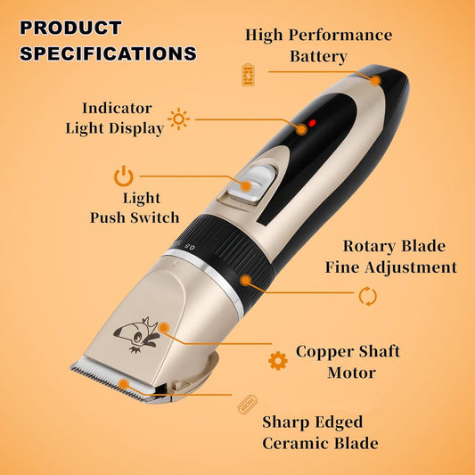 Professional Rechargeable Cordless Pet Grooming Clippers | Dog & Cat