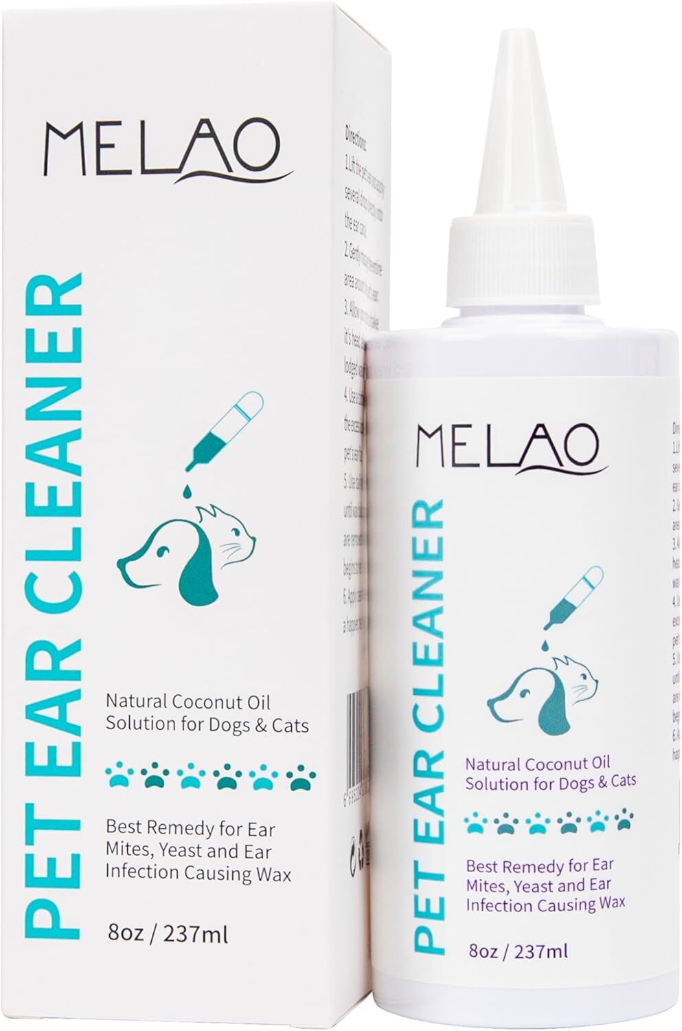Ear Cleanser for Dogs & Cats | Deep Ear Wash Removes Wax Odour & Moisture | Long Nozzle