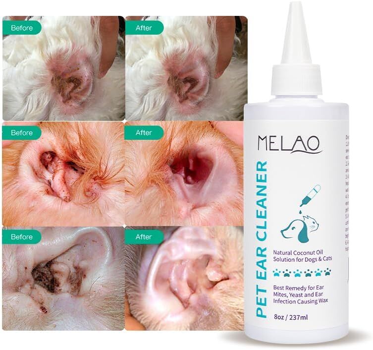Ear Cleanser for Dogs & Cats | Deep Ear Wash Removes Wax Odour & Moisture | Long Nozzle