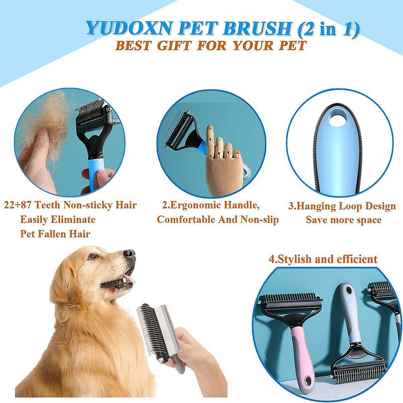 Pet Dog & Cat Detangling Brush | Removes Excess & Dead Hair | Long & Short Coats