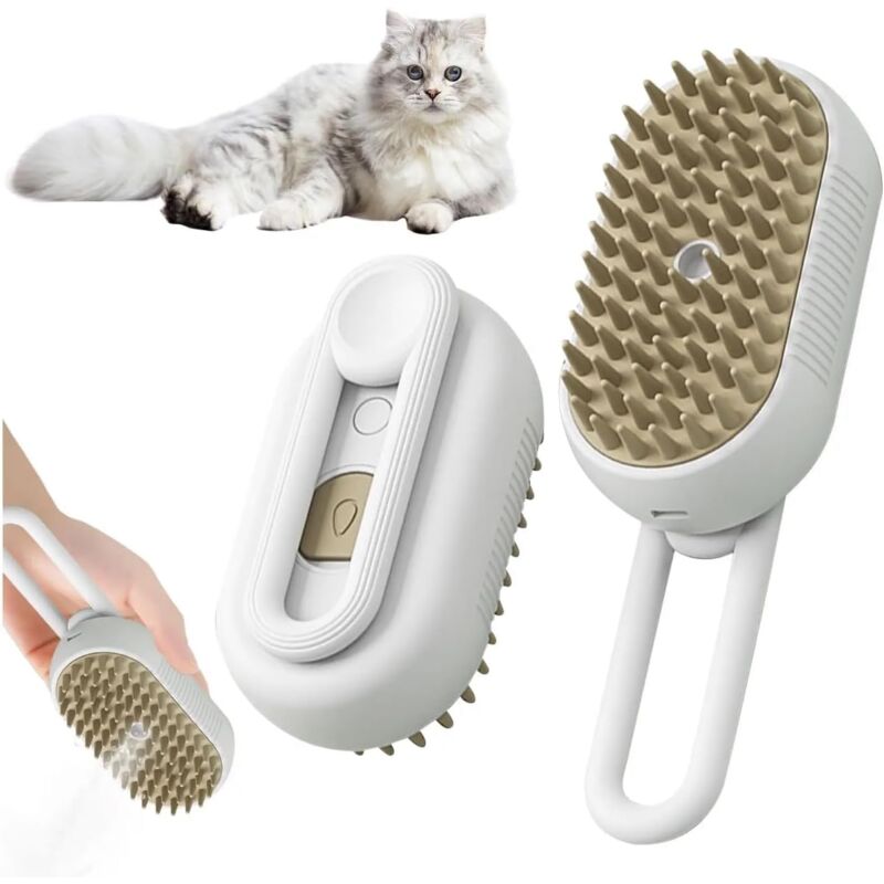 Electric Steam Brush for Dogs & Cats | Coat Care Detangling Relaxing Massage | USB Rechargeable