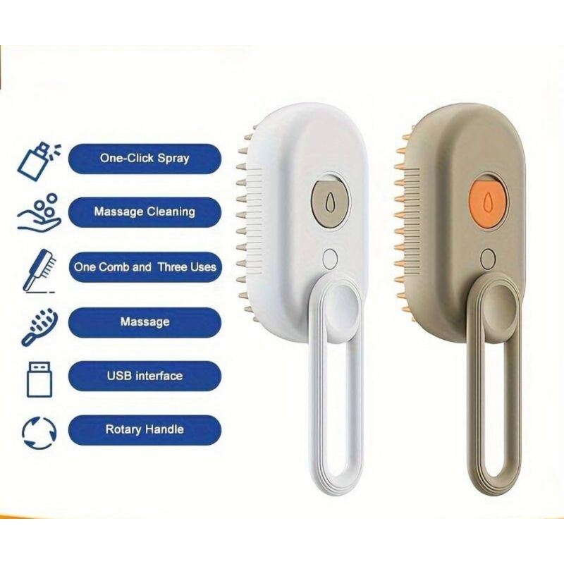 Electric Steam Brush for Dogs & Cats | Coat Care Detangling Relaxing Massage | USB Rechargeable