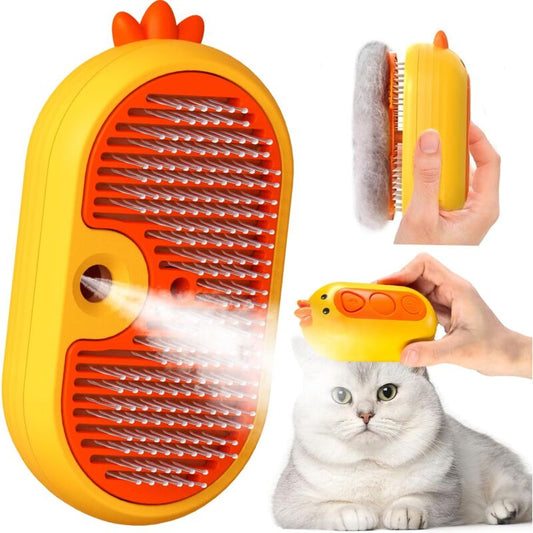Cat & Dog Steam Brush with Release Button | Rechargeable | Long & Short Hair