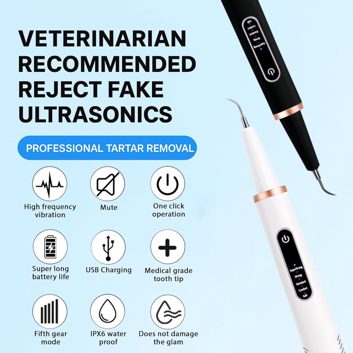 Electric Pet Dental Toothbrush | LED Light Rechargeable | Anti-Plaque | Dog & Cat