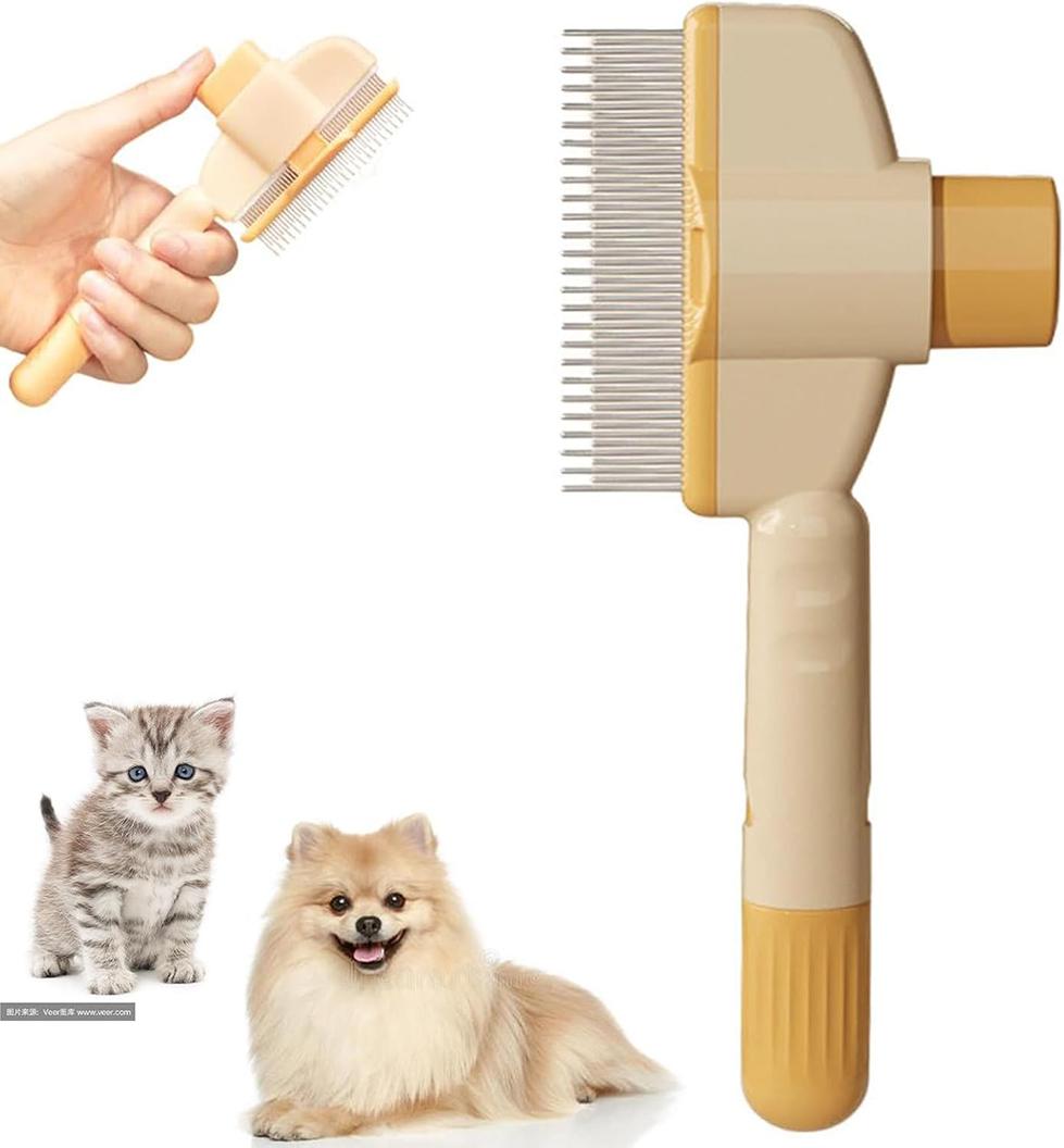 Yellow Self-Cleaning Slicker Pet Brush | One-Click Hair Release | Easy Clean | Dogs & Cats