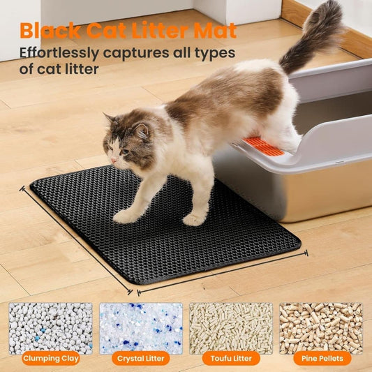 Black Double EVA Cat Litter Mat | 40x50cm | Easy Clean