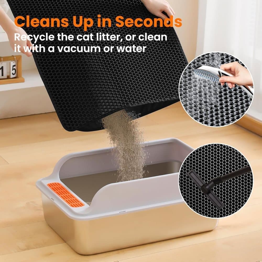 Double EVA Cat Litter Mat | Anti-Scatter Sand Control | Black | 45 x 60 cm