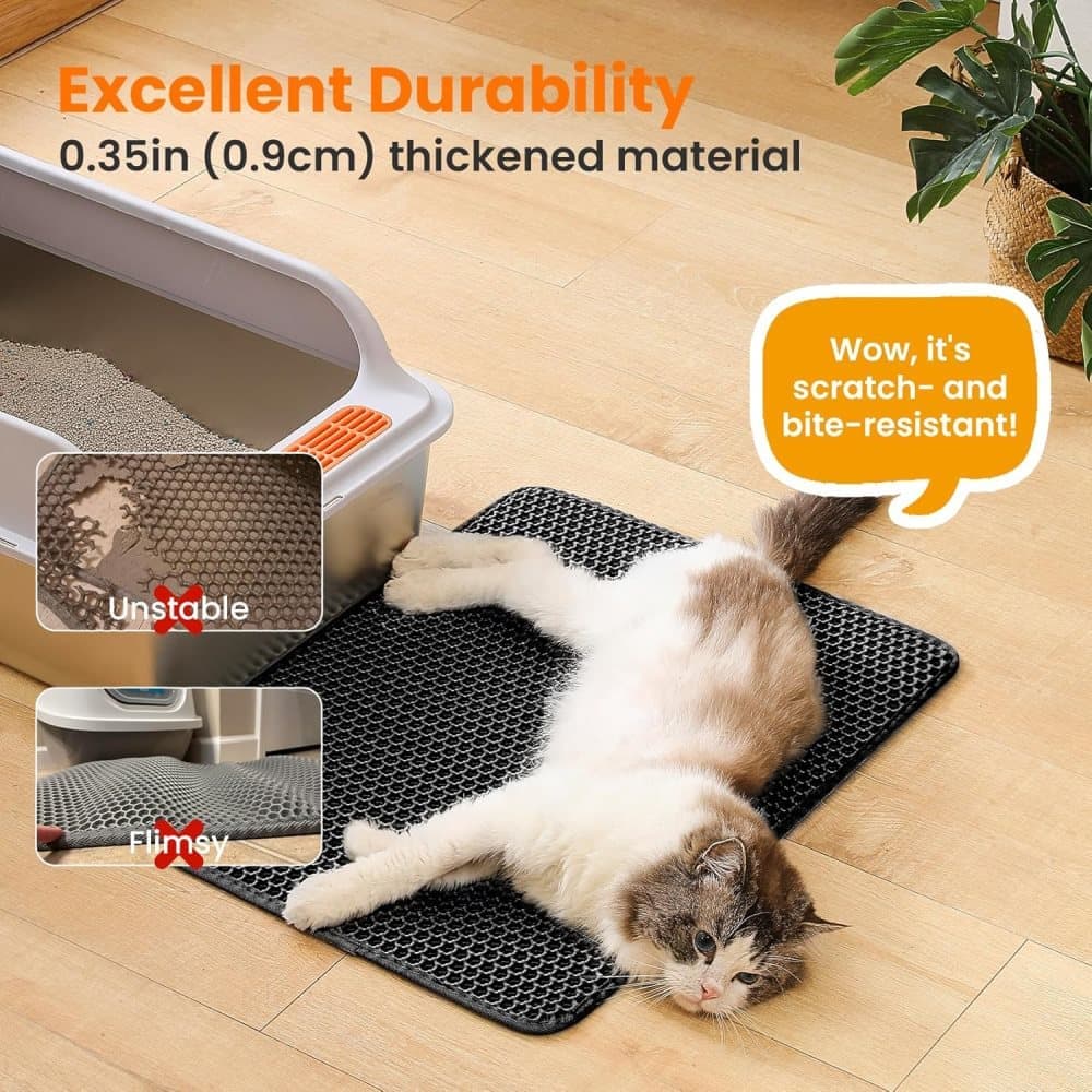Double EVA Cat Litter Mat | Anti-Scatter Sand Control | Black | 45 x 60 cm
