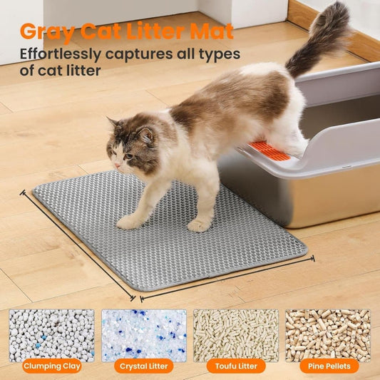 Gray Double EVA Cat Litter Mat | 45x60cm | Easy Clean