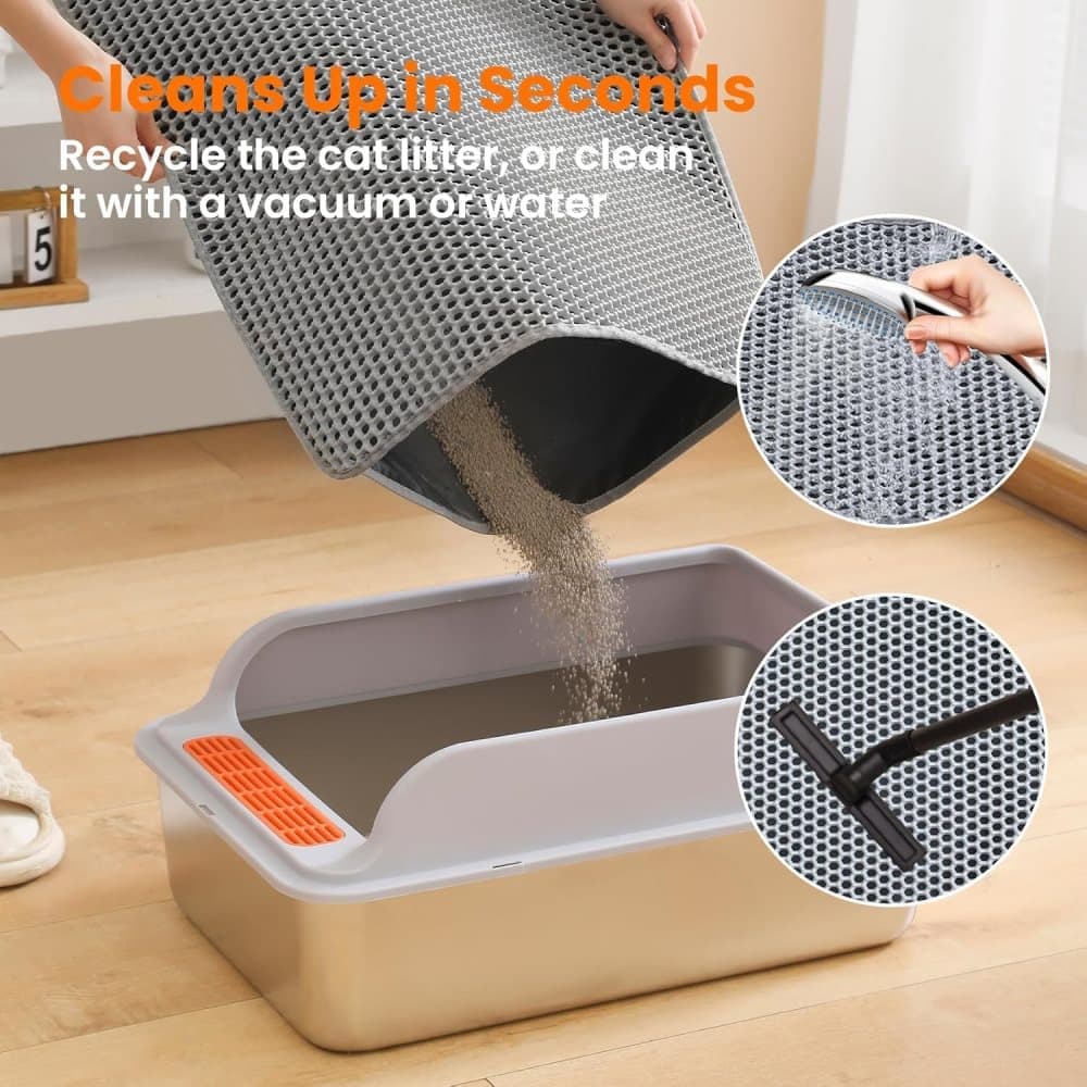 Gray Double EVA Cat Litter Mat | 45x60cm | Scatter Prevention | Easy Clean