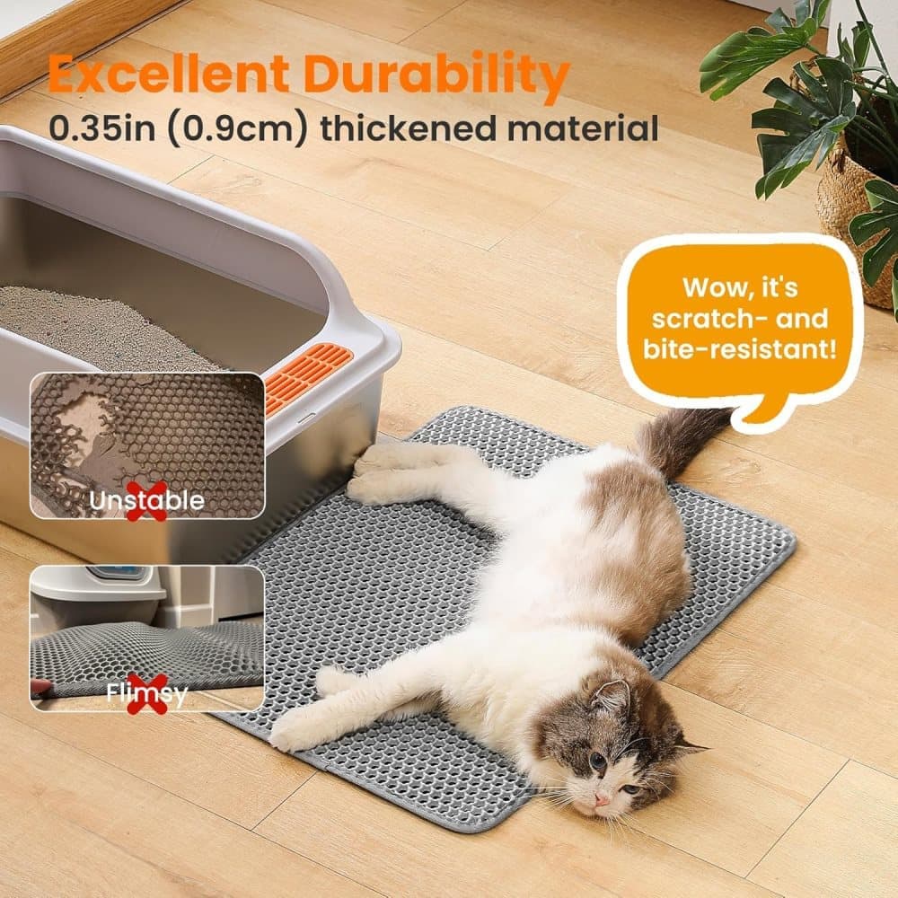 Gray Double EVA Cat Litter Mat | 45x60cm | Scatter Prevention | Easy Clean