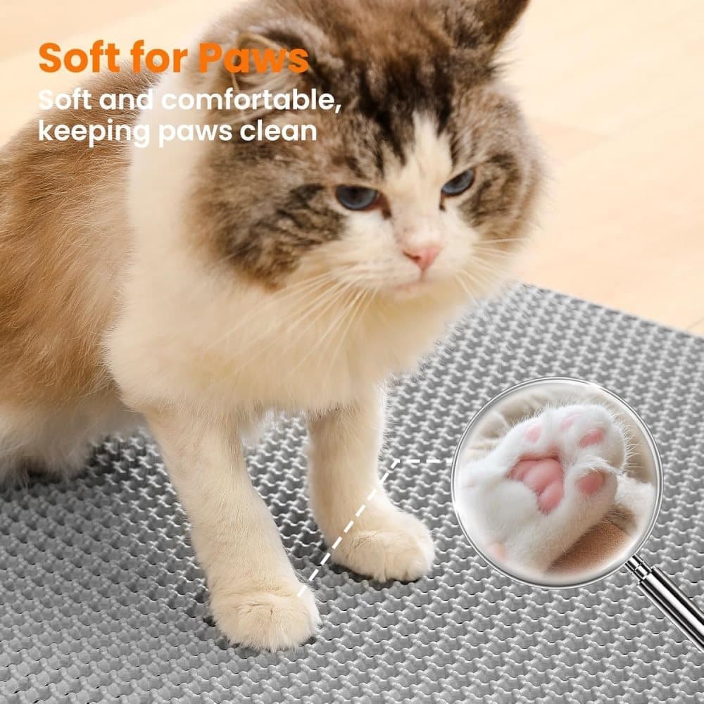 Gray Double EVA Cat Litter Mat | 45x60cm | Scatter Prevention | Easy Clean