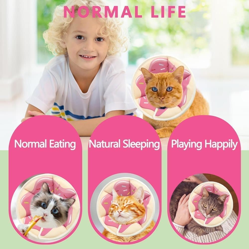 Pink Adjustable Protective Recovery Collar | Waterproof | Cats & Dogs | Size S