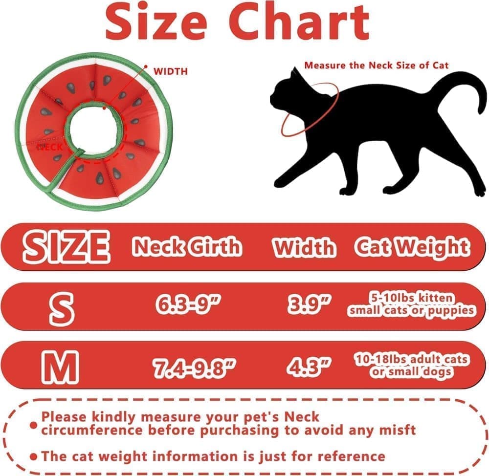 Red Soft Velcro Recovery Collar | Post-Surgery Protection | Adjustable | Cats & Small Dogs | S