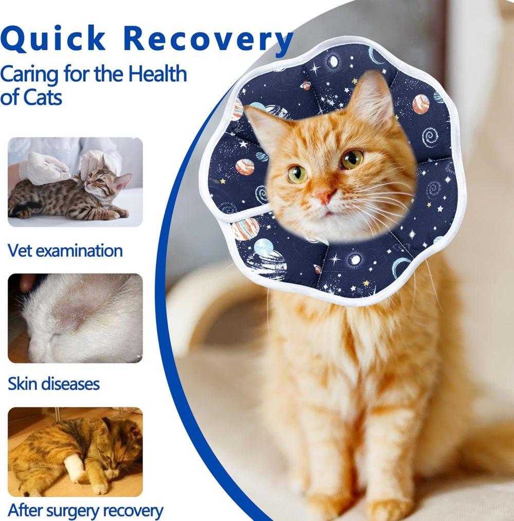 Blue Soft Velcro Recovery Collar | Post-Surgery Protection | Adjustable | Cats & Small Dogs | S