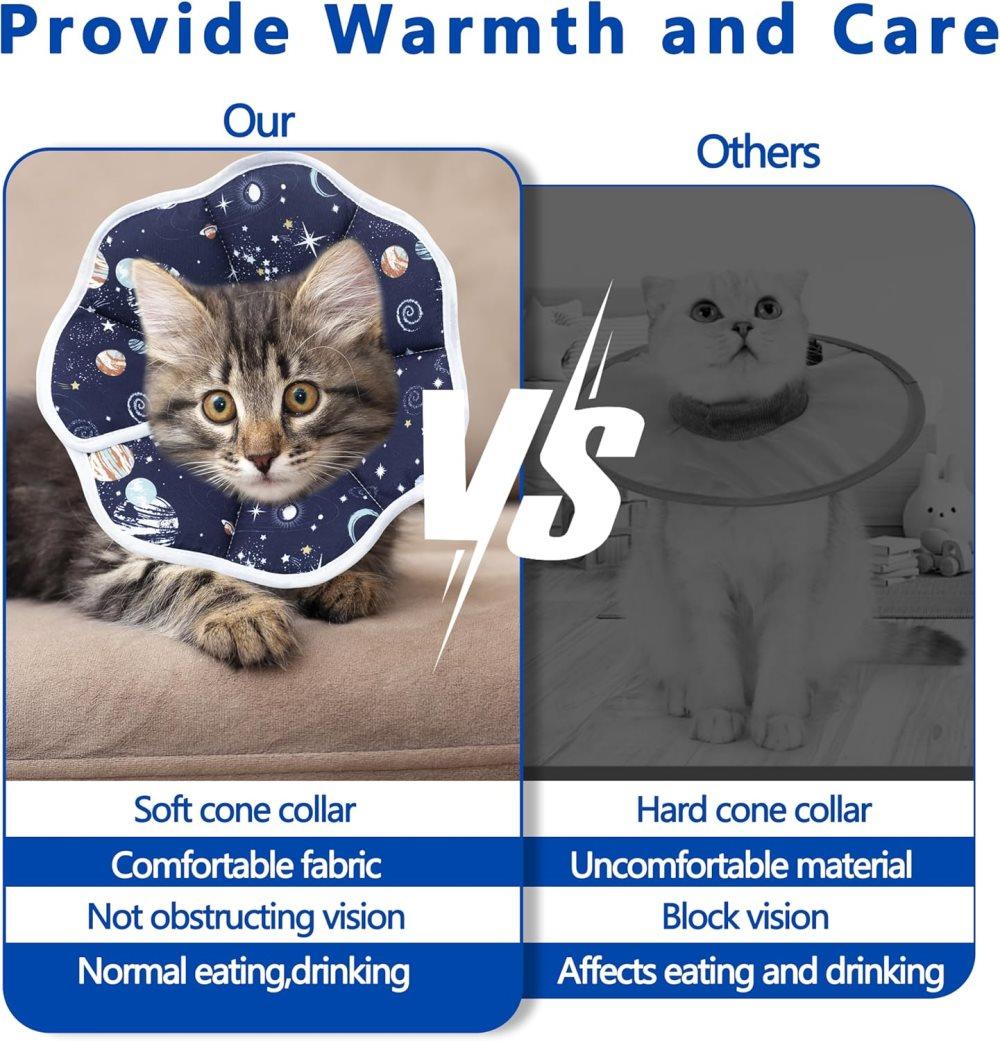 Blue Soft Velcro Recovery Collar | Post-Surgery Protection | Adjustable | Cats & Small Dogs | S