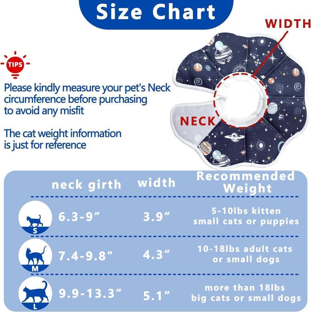 Adjustable Protective Recovery Collar with Velcro | Cats & Dogs | Size M