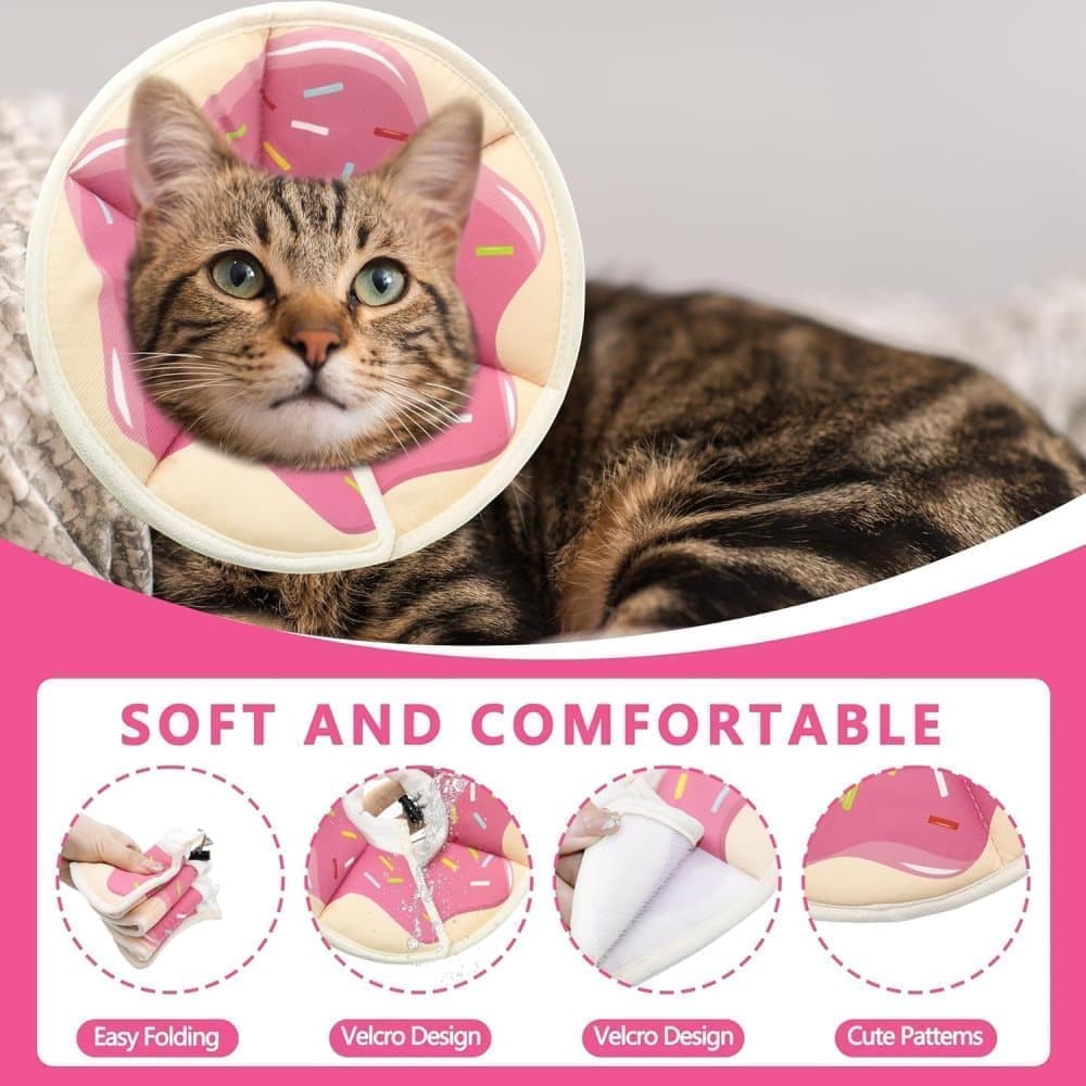 Pink Adjustable Protective Recovery Collar with Velcro | Cats & Dogs | Size M