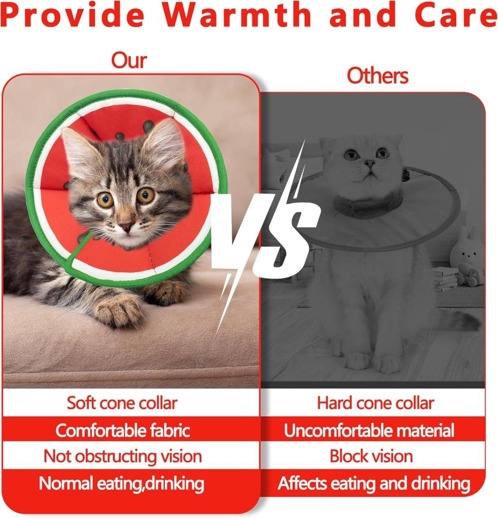 Red Adjustable Protective Recovery Collar with Velcro | Cats & Dogs | Size M