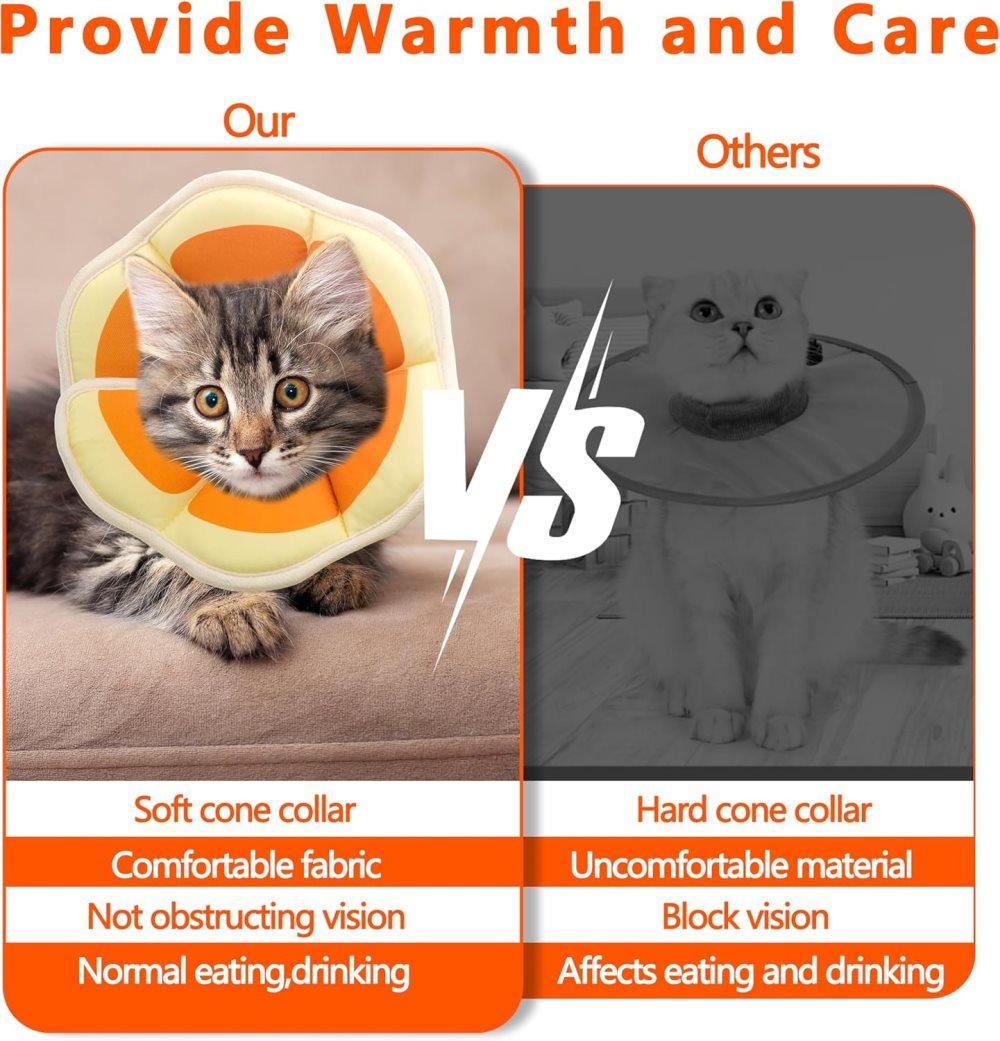Orange Adjustable Protective Recovery Collar with Velcro | Cats & Dogs | Size M