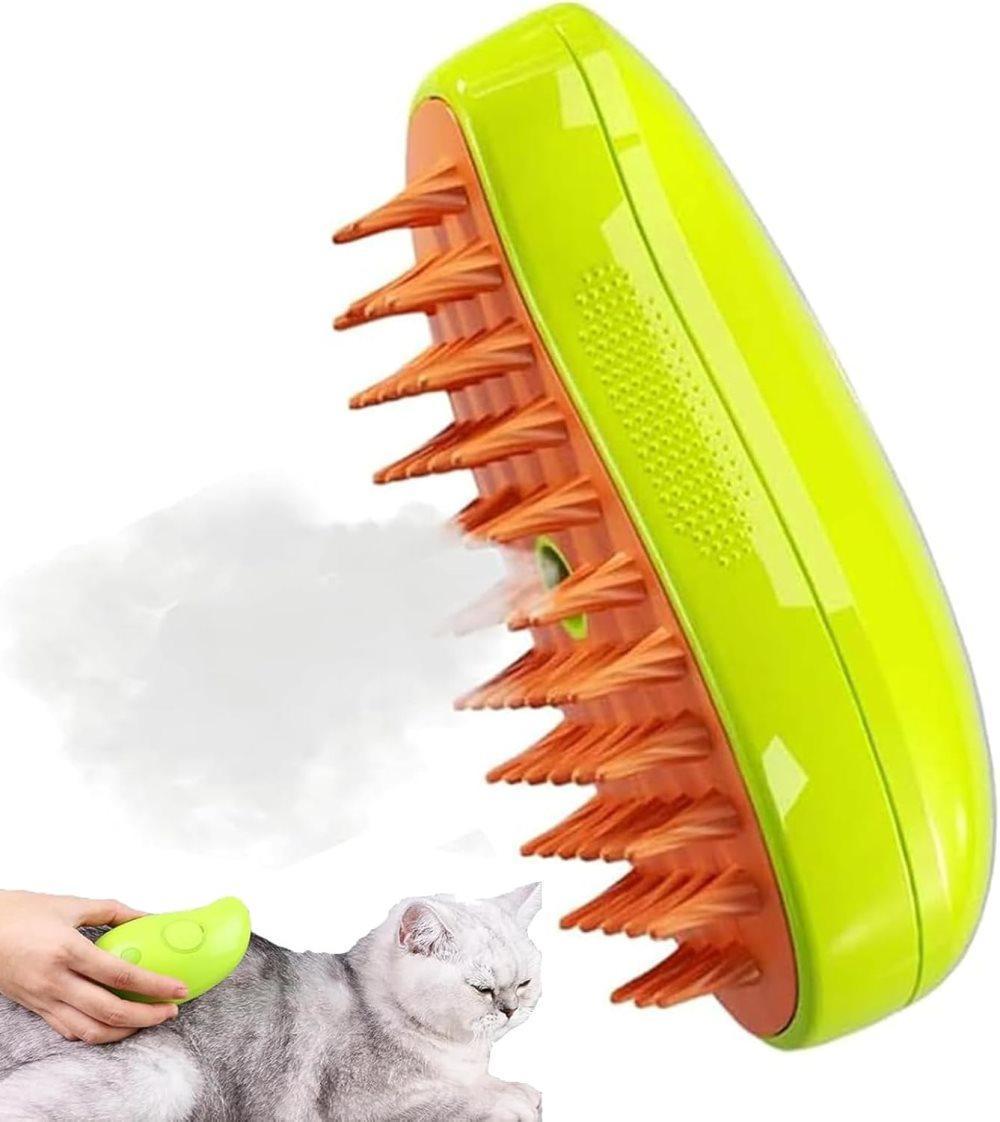 Green Multifunctional Pet Steam Grooming Brush | Massage, Clean & Detangle | Cats & Dogs