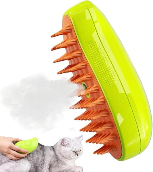 Green Multifunctional Pet Steam Grooming Brush | Massage, Clean & Detangle | Cats & Dogs