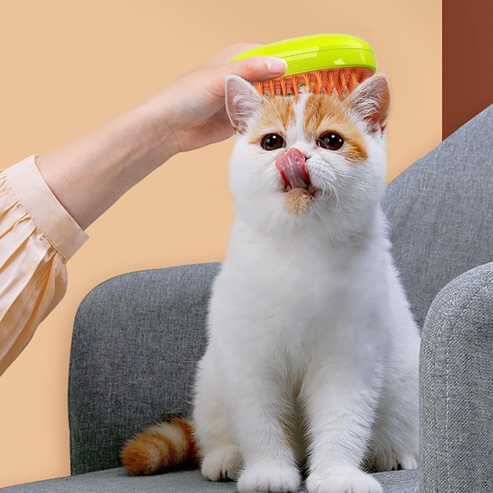 Green Multifunctional Pet Steam Grooming Brush | Massage, Clean & Detangle | Cats & Dogs