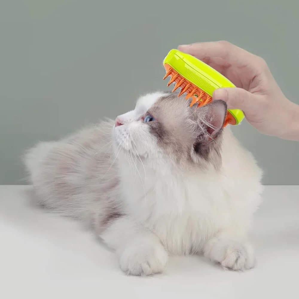 Green Multifunctional Pet Steam Grooming Brush | Massage, Clean & Detangle | Cats & Dogs