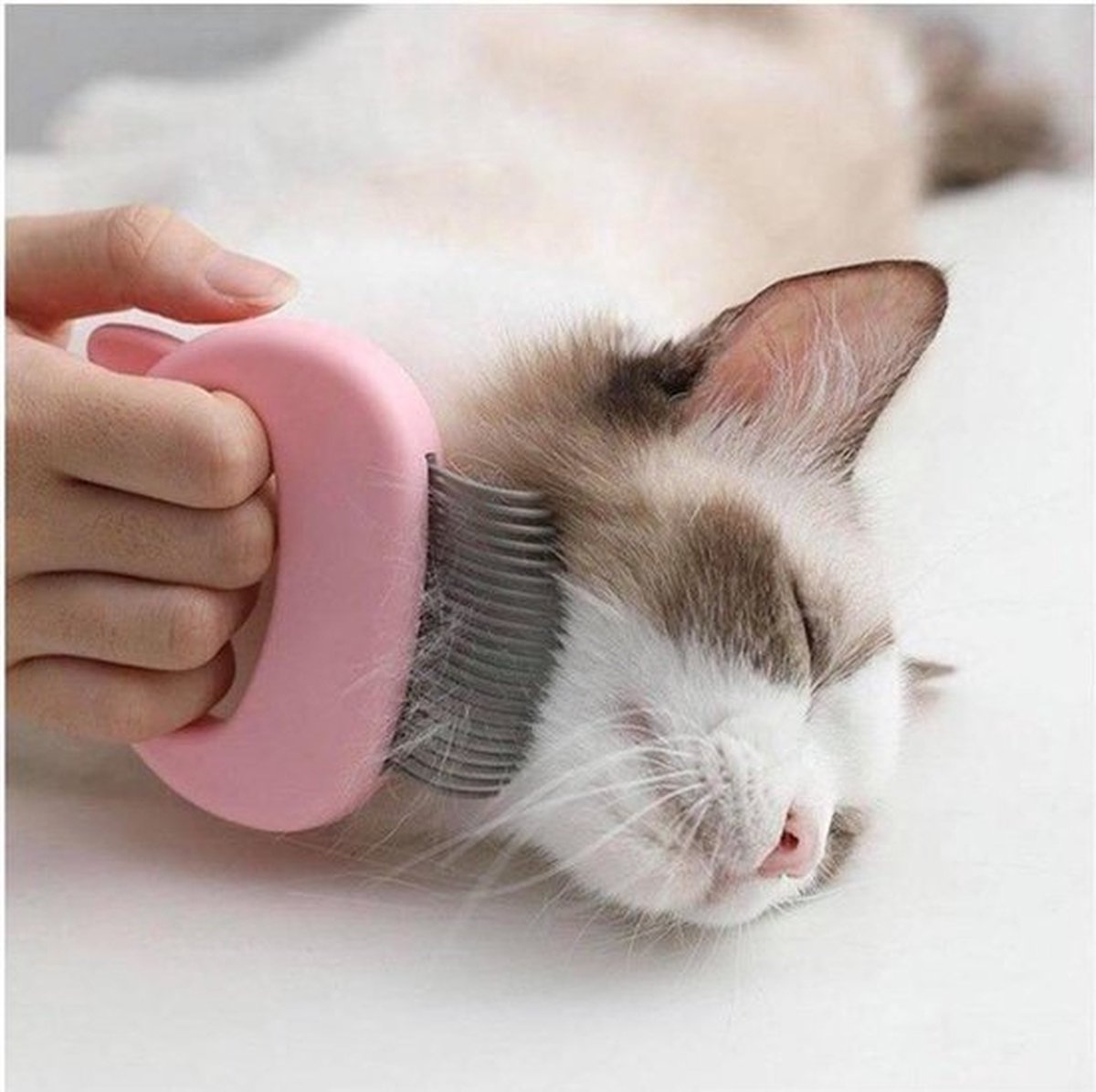 Pink Cat Grooming Comb | Elastic Teeth | Gentle Detangling & Fur Removal