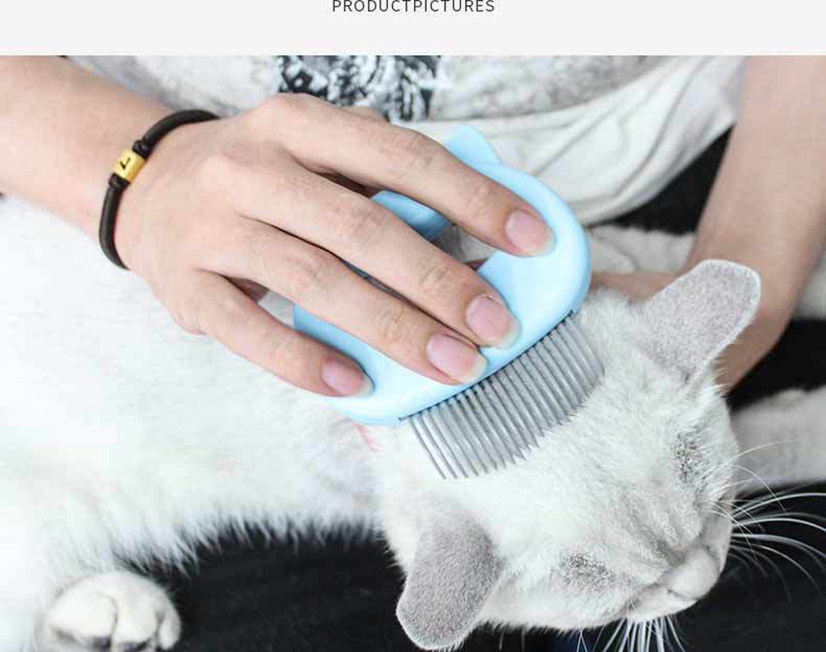 Pink Cat Grooming Comb | Elastic Teeth | Gentle Detangling & Fur Removal