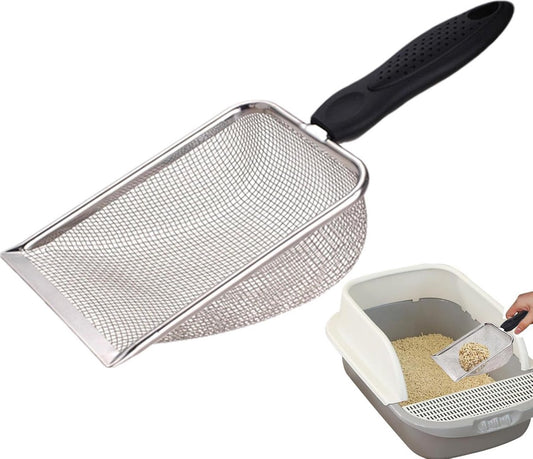 Ergonomic Stainless Steel Cat Litter Scoop