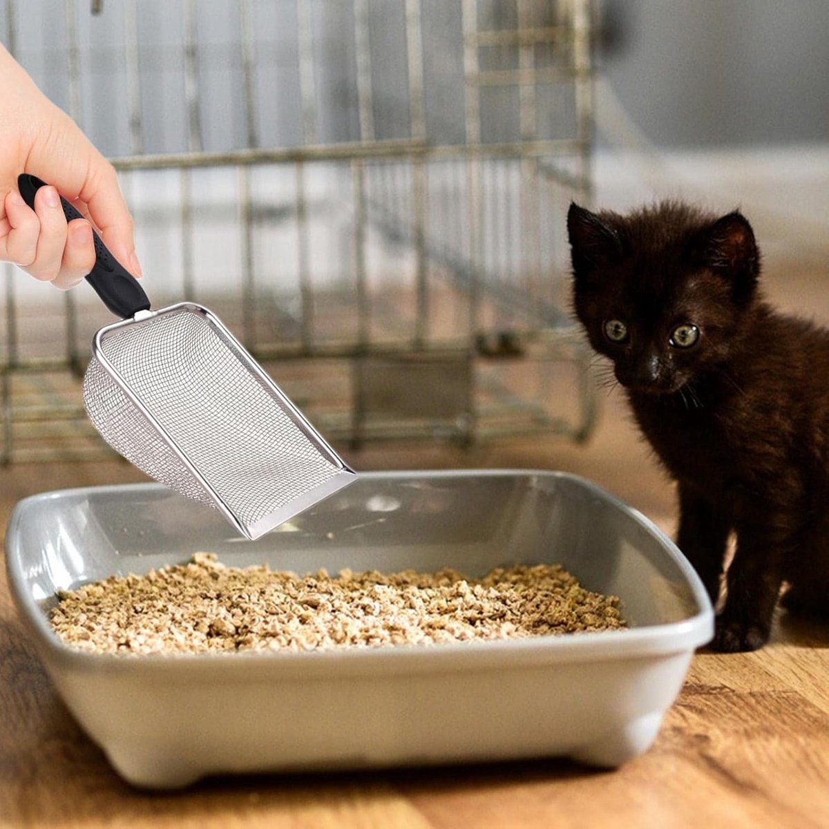 Ergonomic Stainless Steel Cat Litter Scoop | Easy-Clean Poop Scoop for Kittens
