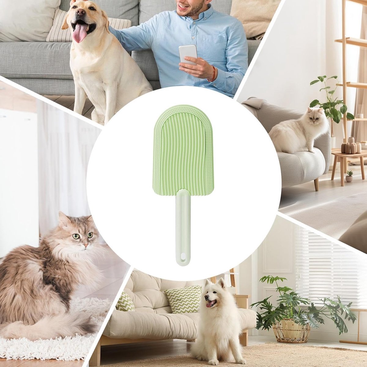 Light Green Pet Beauty Comb | Floating Hair Remover | Cleanable | Cats & Dogs