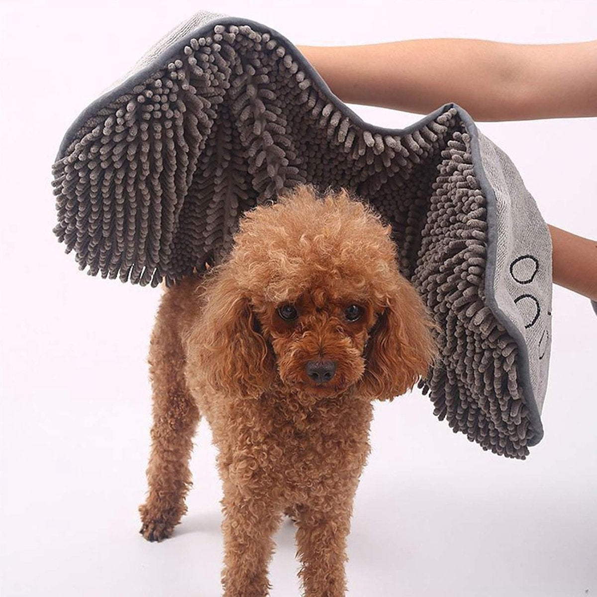 Grey Absorbent Dog Drying Towel with Hand Pockets | Machine Washable | 80x35cm