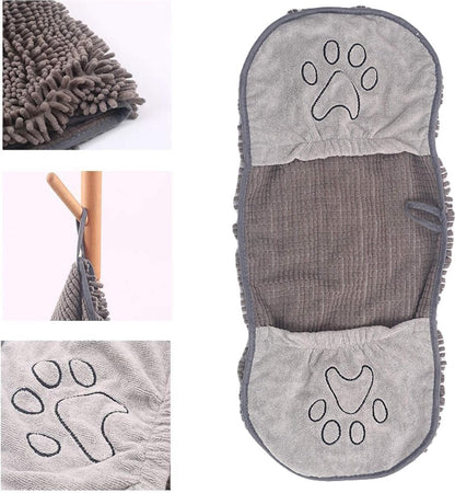 Grey Absorbent Dog Drying Towel with Hand Pockets | 80x35cm