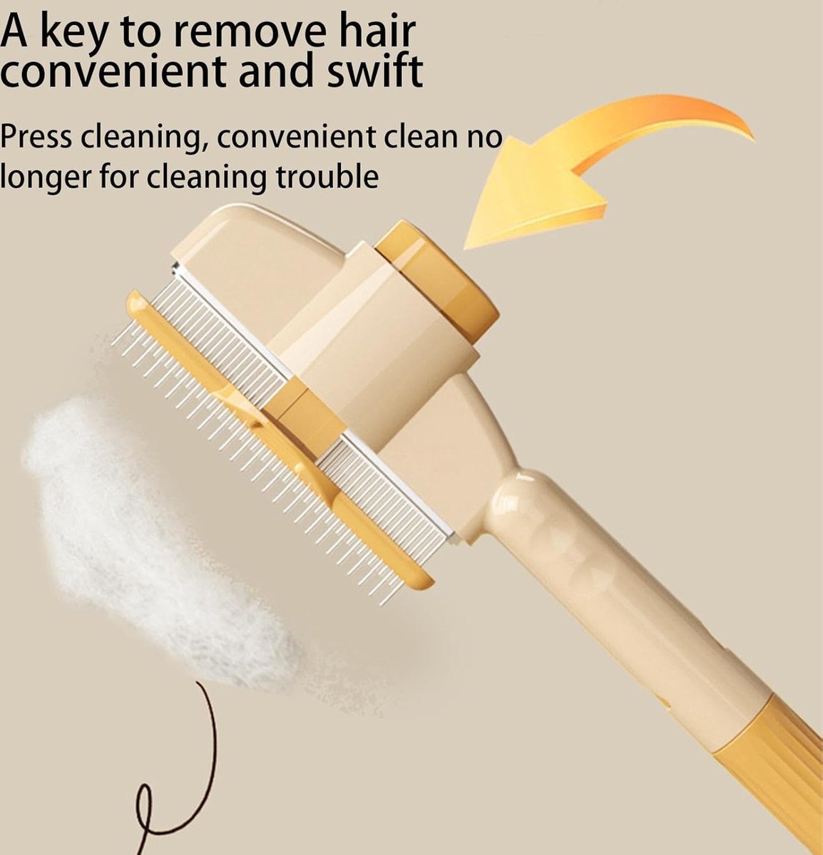 Yellow Self-Cleaning Pet Slicker Brush | One-Click Fur Release | Dog & Cat
