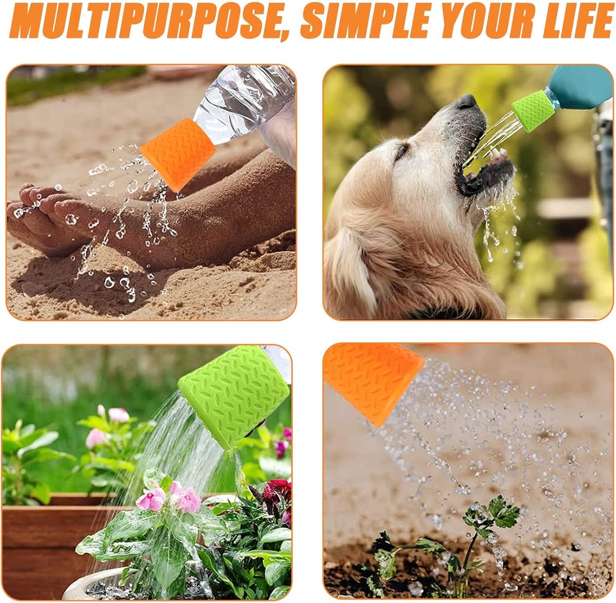 Portable Outdoor Pet Bathing Shower Head Bottle | Green & Orange | 2-Piece Set