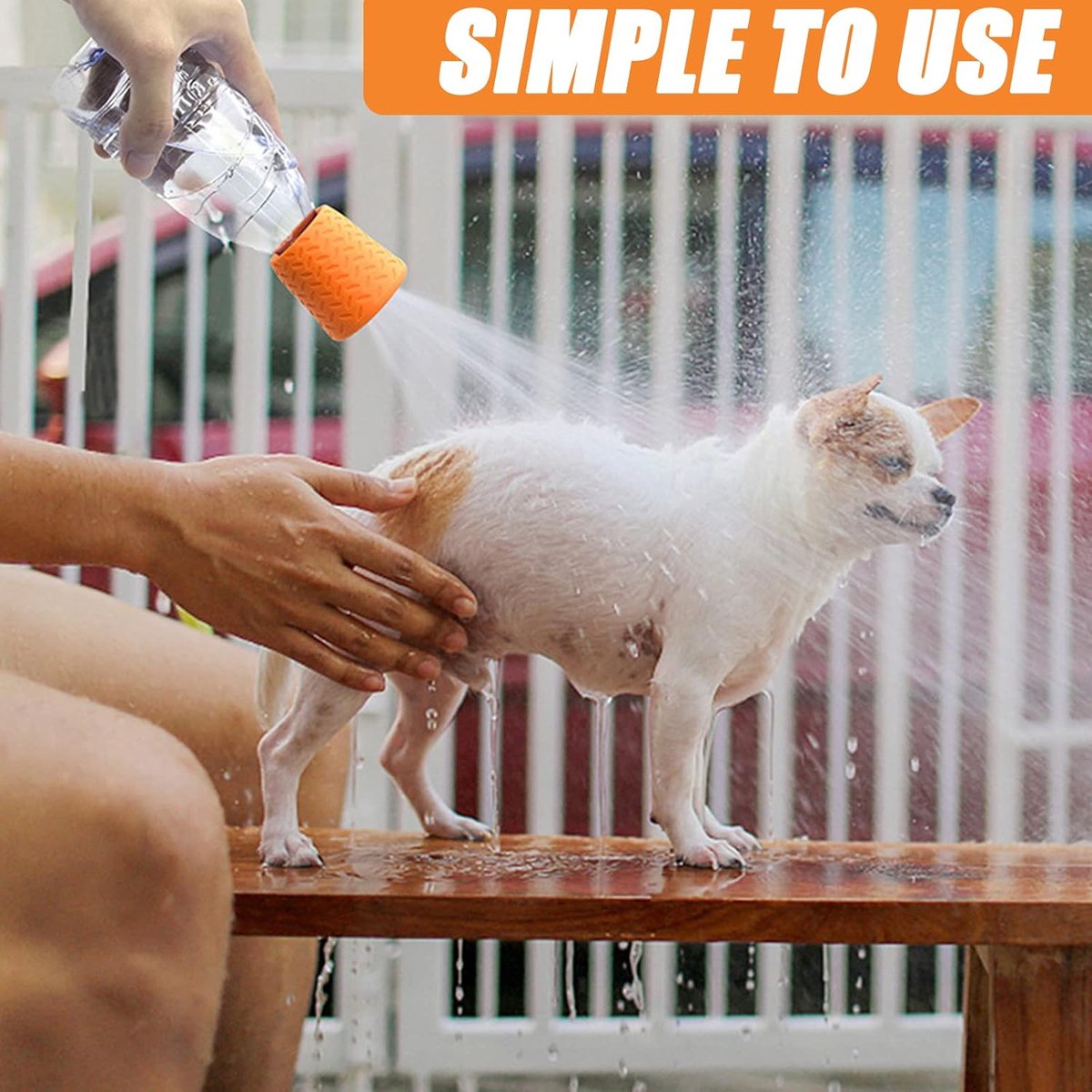 Portable Outdoor Pet Bathing Shower Head Bottle | Green & Orange | 2-Piece Set