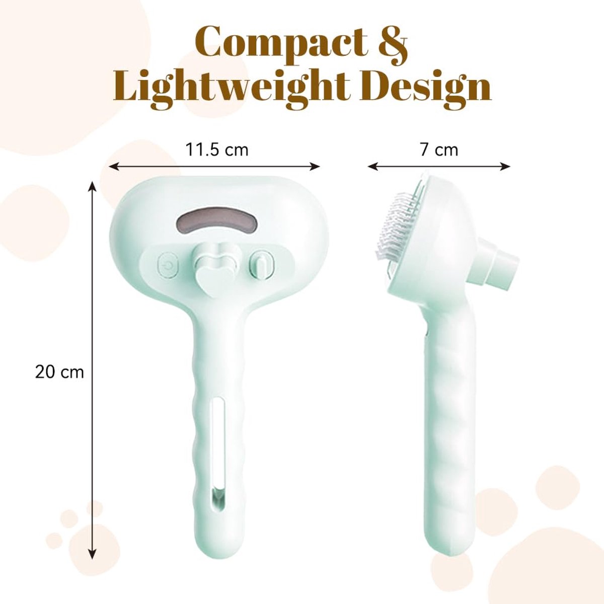 White 3-in-1 Pet Steam Brush & Spray Shedding Comb | Grooming Brush with Spray | Dog & Cat