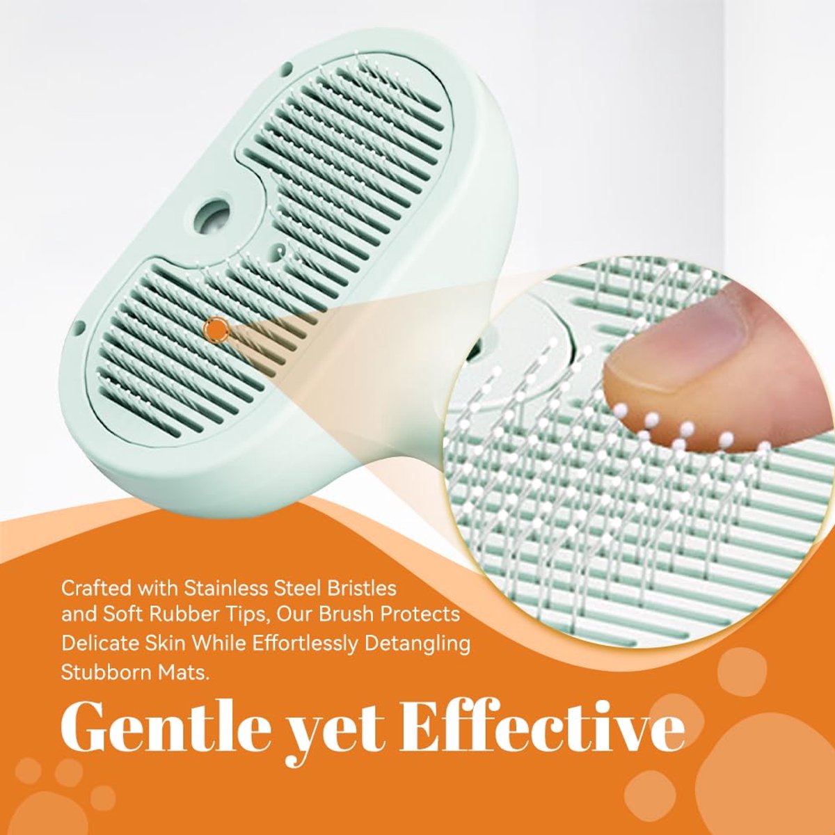 White 3-in-1 Pet Steam Brush & Spray Shedding Comb | Grooming Brush with Spray | Dog & Cat