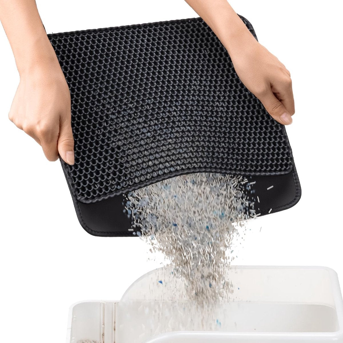 Black Double Layer Cat Litter Mat | Waterproof Grit Catcher | 30 x 45 cm