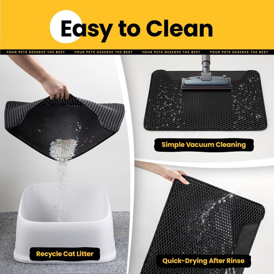 Black Double Layer Cat Litter Mat | 30 x 45 cm