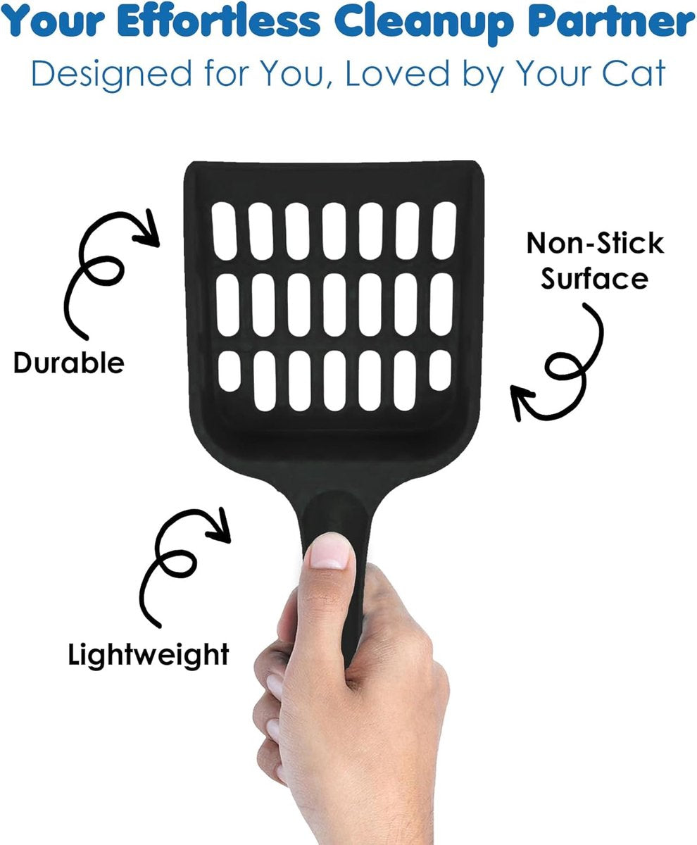 Black Cat Pine Pellet Litter Scoop Set (2 Pieces) | Sieve & Poop Cleaner | Hanging Hole Storage