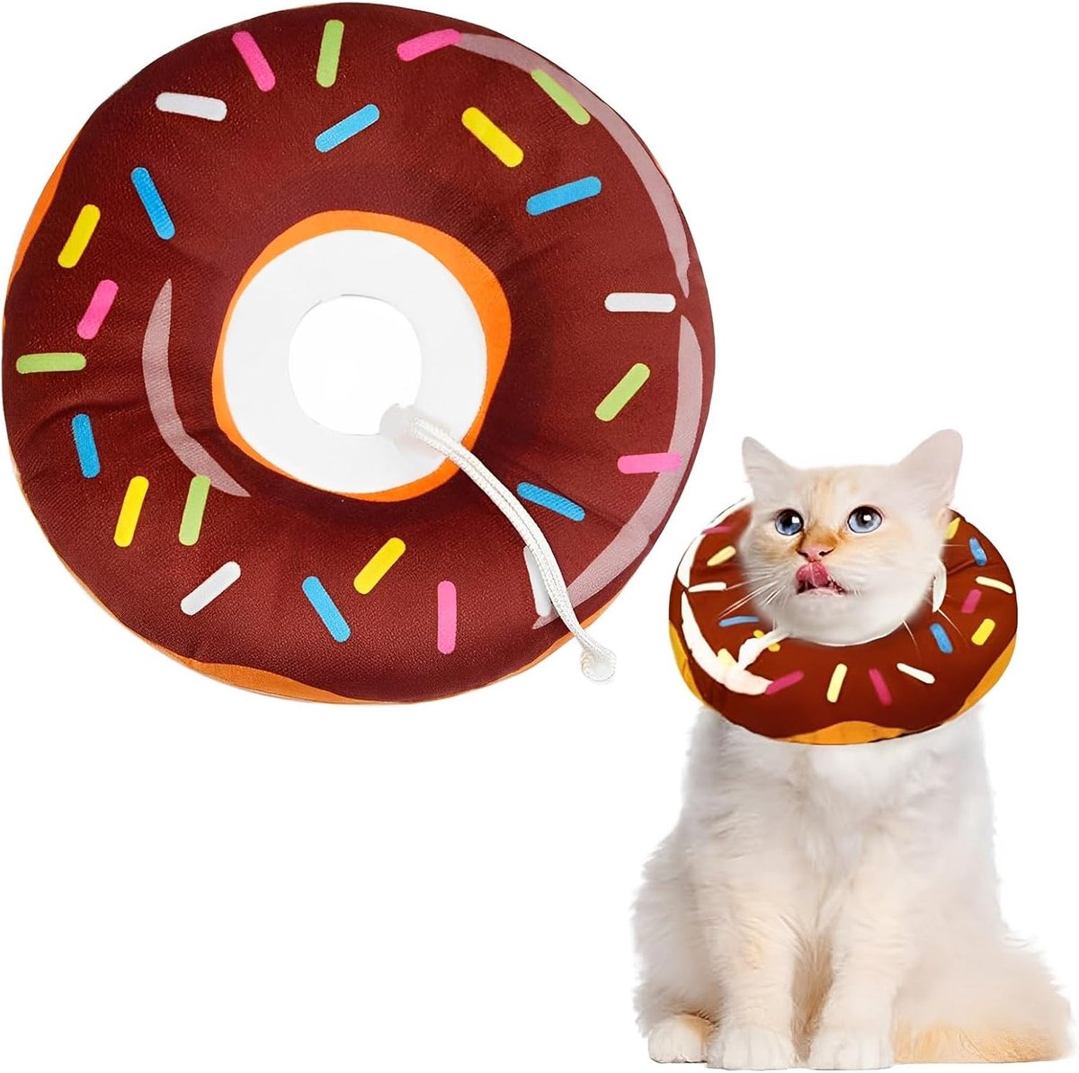 Brown Donut-Shape Protective Recovery Collar for Cats | Anti-Scratch Anti-Lick | Adjustable | Post-Surgery