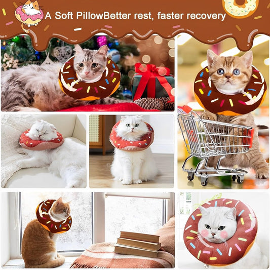 Brown Donut-Shape Protective Recovery Collar for Cats | Post-Surgery