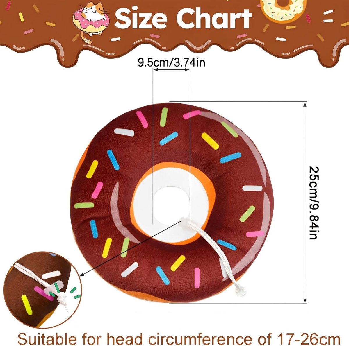 Brown Donut-Shape Protective Recovery Collar for Cats | Anti-Scratch Anti-Lick | Adjustable | Post-Surgery