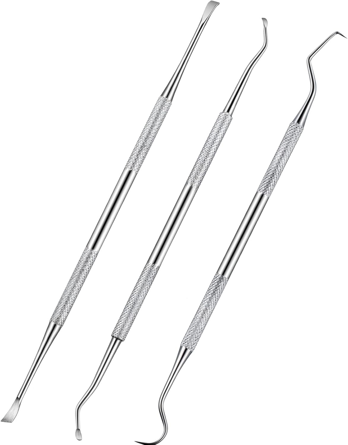 3-Piece Dog & Cat Dental Tooth Scaler Set | Stainless Steel Tartar Remover | Double-Headed