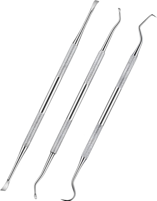 3-Piece Dog & Cat Dental Tooth Scaler Set | Stainless Steel Tartar Remover | Double-Headed
